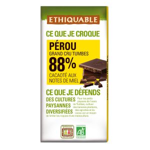 Image de Ethiquable Chocolat noir 88% cacao Pérou BIO 100g