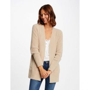 Image de Morgan Gilet long maille duveteuse Beige - Couleur Beige - Taille S