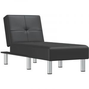 Image de Décoshop26 Méridienne chaise longue pour intérieur trois positions convertibles en pvc noir DEC026204