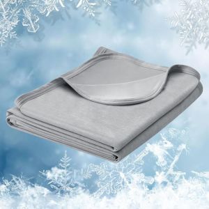 WOLTU Couverture d'Été, 220x240cm, Couverture Rafraîchissante Fibre Arc-Chill Double Face Couverture de Refroidissement, Gris Clair