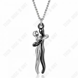 Collier - Td - Couple - Pendentif En Cuivre - Chaîne En Acier Inoxydable - Unisexe