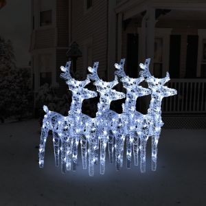 VidaXL Rennes de Noël 4 pcs 160 LED Blanc froid Acrylique