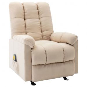 VidaXL Fauteuil de Massage Inclinable Tissu Cr&egrave;me