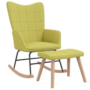 Image de VidaXL Chaise ? bascule avec tabouret Vert Tissu