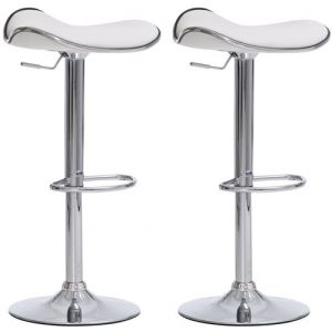 CLP Lot de 2 Tabourets de bar Shanghai en Similicuir blanc