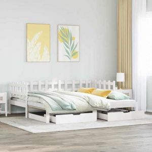 VidaXL Lit de jour et lit gigogne et tiroirs 90x190 cm bois pin massif, canapé-lit, lit d'invité, lit de jour en bois, lit de jour, lit d'appoint