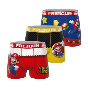 Freegun Boxer Homme Super Mario, Caleçon Homme Mario et Yoshi (Lot de 3) XXL