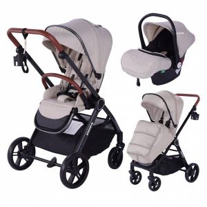 Barmøya Ensemble complet de poussette combo 3 en 1 beige