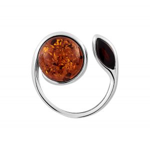 Cleor Pendentif en Argent 925/1000 Blanc et Ambre Orange