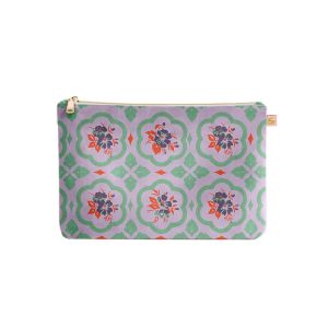 Porte-monnaie velours graphique lila