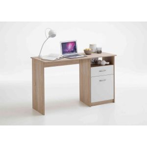 Image de Terre de Nuit Bureau 1 tiroir 1 porte 1 niche en bois imitation chêne clair - BU13018