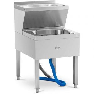 Image de Lave Main Avec Vide Seau Vidoir Plonge Professionnelle Inox 2 Bacs Hauteur 84 cm Argent