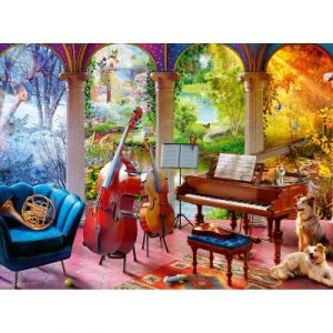 Ravensburger 12001366-Saisons Musicales Personnes âgées-avec 100 pièces Extra adhérentes-Grand modèle d'image et Support pour Puzzle, 12001366