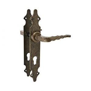 Amig - Set de poign&eacute;es | Plaque lisse | 280 x 45 mm | Trou de serrure jusqu'&agrave; 85 mm | Id&eacute;al pour augmenter l'intimit&eacute; d'une pi&egrave;ce | Plaque en acier et poign&eacute;e en cuir effet zamak