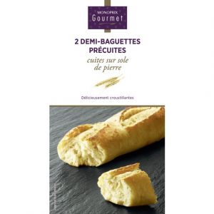 Monoprix gourmet Demi-baguettes pr&eacute;cuites cuites sur sole de pierre