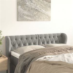 VidaXL Tête de lit avec oreilles Gris clair 163x23x78/88 cm Velours