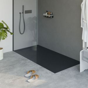 Image de Bernstein Receveur de douche extra-plat en fonte min&eacute;rale - Anthracite mat - lavoa - 80x160cm