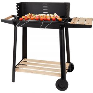 Jardibricodeco - palacio Barbecue charbon avec étagères bois