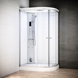 Cabine hammam 120 x 90 SILVER Blanc asymétrique gauche