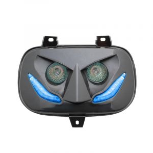 REPLAY DOUBLE OPTIQUE RR8 POUR MBK 50 BOOSTER 1999>2003-YAMAHA 50 BWS 1999>2003 BLANC AVEC LEDS BLEU **