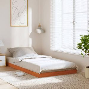 VidaXL Cadre de lit cire marron 100x200 cm bois de pin massif, meuble de chambre à coucher, sommier, lit en bois, lit, lit simple, lit à panneaux