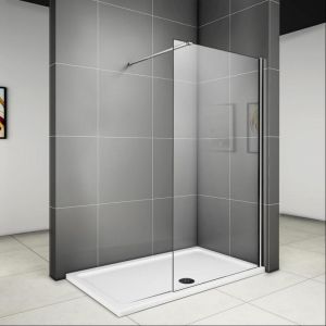 Image de AICA Sanitaire 900x1850x6mm paroi de douche walk in verre anticalcaire avec barre fixation 1400mm