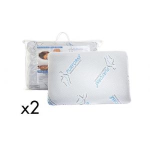 Lot de 2 oreillers m&eacute;moire de forme anti acariens 60 x 40 cm PURFORM - SIRONA