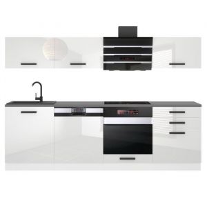 Cuisine Equipee Complete Linda Muebles de Cuisine Complets - 240 cm. Cuisine Complete avec Plan de Travail, Blanc très Brillant - Belini