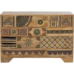 Commode 14 tiroirs en manguier massif mandalas