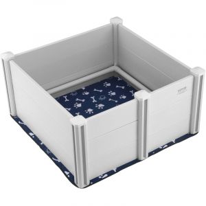 Vevor - Parc de Mise Bas pour Chien, 98x98x46 cm, Caisse de Mise Bas pour Chiens et Chiots, avec Rails et Tapis de Pipi Lavable, Boite de Naissance