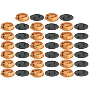 Cyclingcolors 20x Ferrure d'assemblage beige avec cache en plastique idéal caravane bateaux vans camping-cars camions aménagés Connecteur Fixation Meuble Cuisine, capuchon rond gris foncé RAL 8019