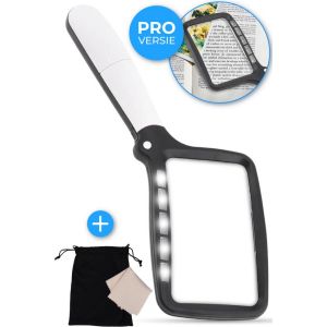 Image de Nuvance - Loupe avec &eacute;clairage - Miroir grossissant - Lampe loupe avec &eacute;clairage LED - Loupe de lecture pour adultes et personnes &acirc;g&eacute;es