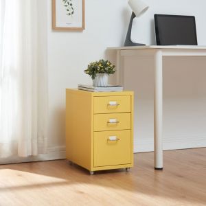 Caisson de bureau à roulettes Kökar acier 48 x 28 x 41 cm jaune [en.casa]