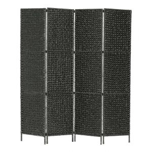 VidaXL Cloison de s&eacute;paration 4 panneaux Noir 154x160 cm Jacinthe d'eau