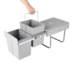 Image de Poubelle de cuisine coulissante, poubelles pour Le tri sélectif 2 x 15L,Poubelle de tri à 2 Compartiments MILLIONTEK