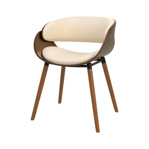 Rendez Vous Déco Chaise en cuir synthétique beige et bois plaqué noyer