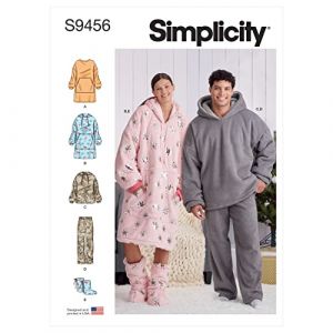 Simplicity Patron 9456 - Sweats à capuche, pantalons et chaussons unisexes oversize du 40 au 58 (FR)