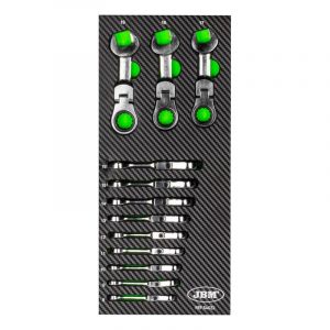Ludi 54032 jeu de 12 clés mixtes à cliquet articulées courtes