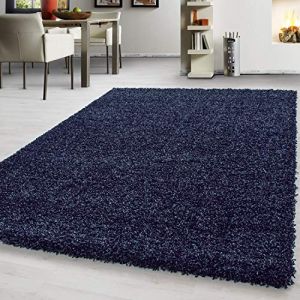 Teppium Uni Tapis de Salon Shaggy Uni Tapis Marin 140x200 cm Chambre Tapis Poil Long Moelleux et Doux