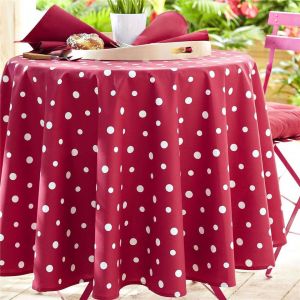 Nappe en coton enduit à pois ZUMBA, rose framboise