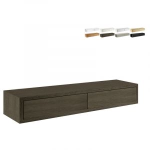 Sanitec - Tiroirs suspendus de salon &eacute;tag&egrave;re murale design moderne Domino Maxi - Marron