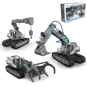 Dam Machine hydraulique 3 en 1 : excavatrice, grue et chargeur de bois.