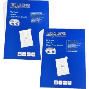 LEYF 2 x A4 Étiquettes d'adresse 70x37 mm, Papier mat autocollantes, Imprimable, Etiquettes universelles, adhésives permanentes, (2 paquet x 100 feuilles 24 étiquettes =4800 étiquettes adhésives)