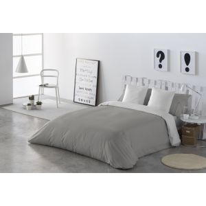 Naf Naf Housse de couette CASUAL gris/blanc 155x220 cm - gris/blanc