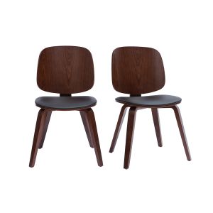 Miliboo Chaises bois fonc&eacute; et noir (lot de 2) BECK