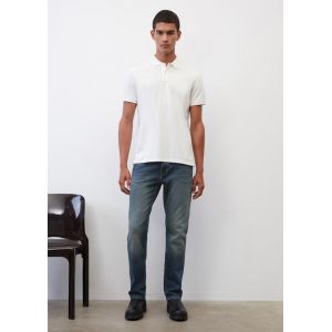 Marc O'Polo Polo &agrave; manches courtes en maille piqu&eacute;e en coton biologique Blanc Marc O?Polo - Couleur Blanc - Taille L