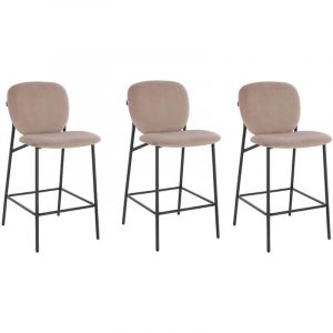 Home Deluxe - Tabouret de bar en velours celda Couleur : Marron clair, Quantit&eacute; : 3