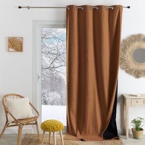 Home maison Rideau thermique phonique et semi occultant KONFOR Marron Clair 140x180 cm