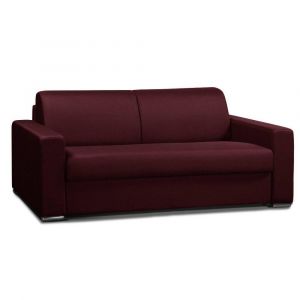 Image de Italian Spirit Canapé convertible 3 places ALLURE matelas 20cm sommier lattes 140cm RENATONISI cuir vachette bordeaux