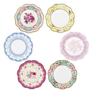 Image de Talking Tables Truly Scrumptious Petites Assiettes en Carton à Motif Floral Vintage pour Anniversaire, Goûter Festif et Festivités, Multicolore, Chic Vintage, Dia. 18 cm (Paquet de 12 contenant 6 modèles)